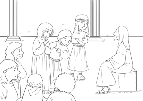 John 8 3 4 Forgiveness Of Adulteress   The Scribes And The Pharisees Brings A Woman To Jesus Coloring Page